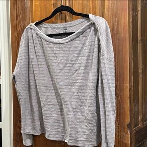 Anthropologie Gray Relaxed Ribbed Long Sleeve Sweatshirt